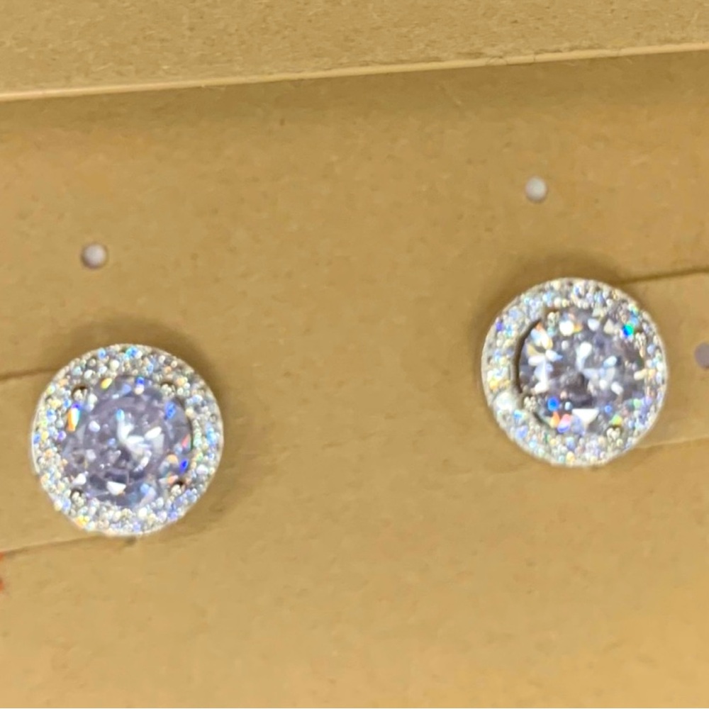 Lesa Michele Sterling Silver CZ Round Stud Earrings. NWOT